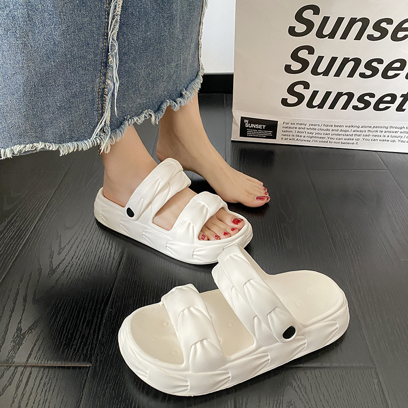 EVA soled thick new Summer women's sandals with double straps for external wear soft and comfortable non slip sponge bottom slippers Lhshoe comta
