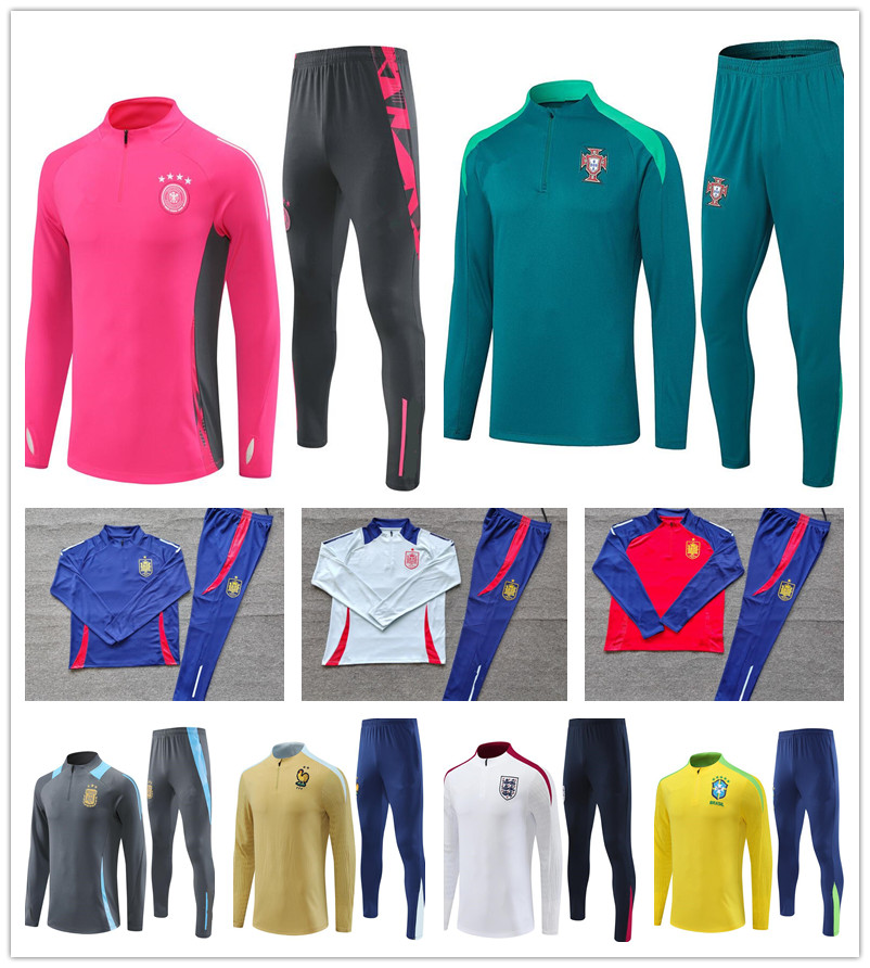 football tracksuit national team 24 25 Spains Brazils PortugaL Soccer Training suit jogging survetement foot men and kids