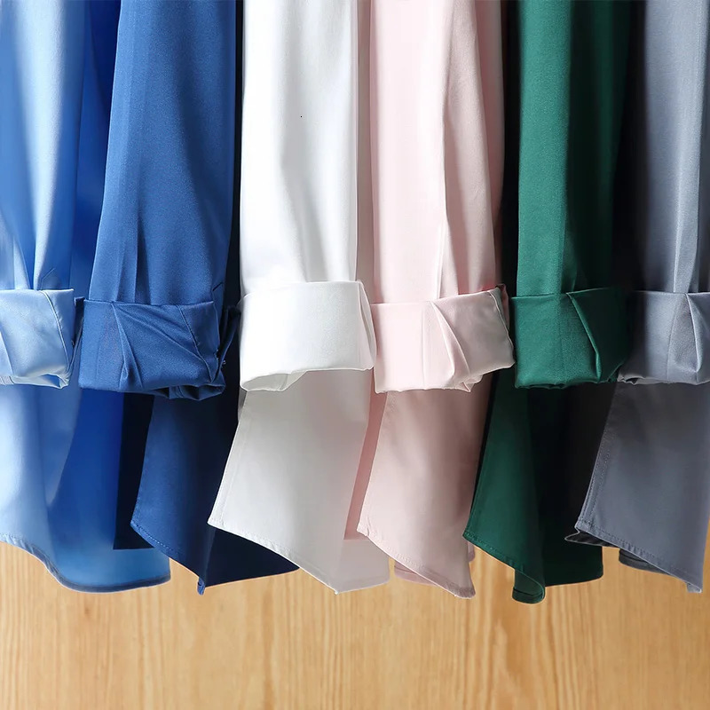 High Quality Stretch AntiWrinkle Noniron Men Shirts Long Sleeve Dress Male Slim Social Business Casual Shirt S6XL 240531