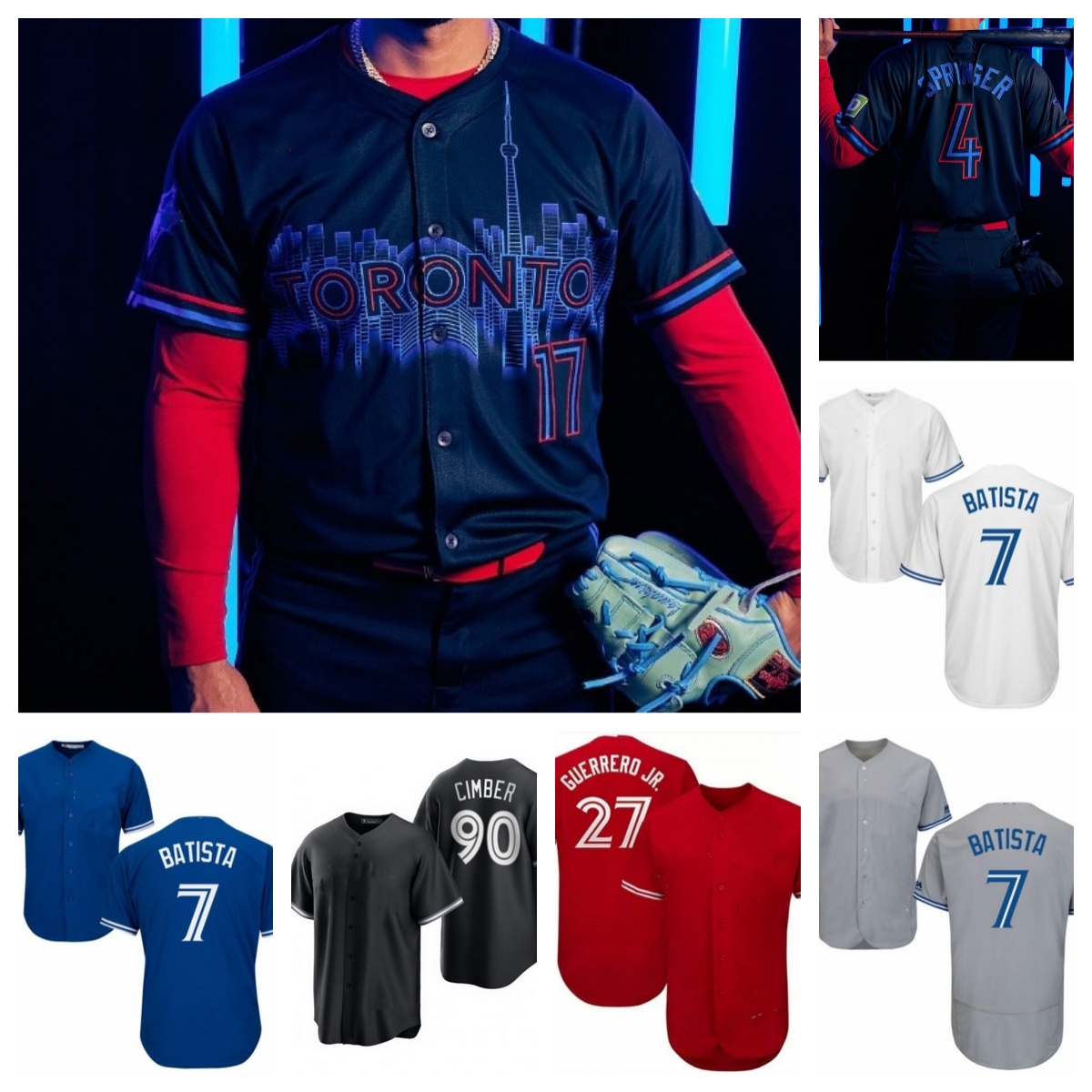 Blue Jays Baseball Jersey Vladimir Guerrero Jr. George Springer Bo Bichette Yusei Kikuchi Cavan Biggio Randal Grichuk Carter Hyun-Jin Ryu