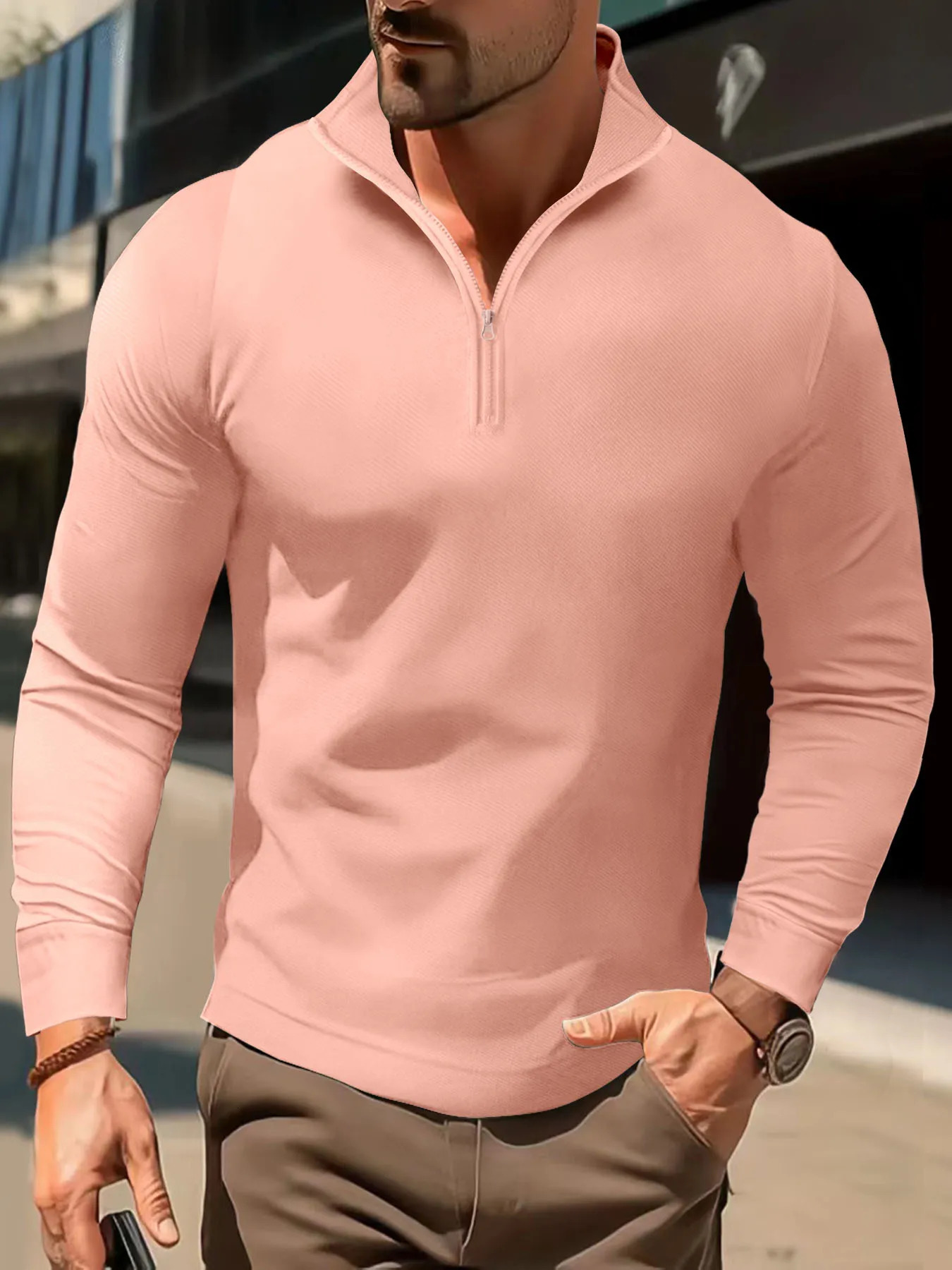 fashion Autumn winter mens longsleeved polo shirt casual plaid Tshirt Waffle antiwrinkle men 240523