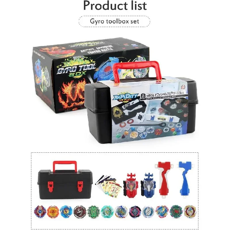 Beyblade Burst Gyro Toys 12 Spinning Tops 2 Launchers Stickers Combat Battling Game with Portable Box Gift for Kids 240523