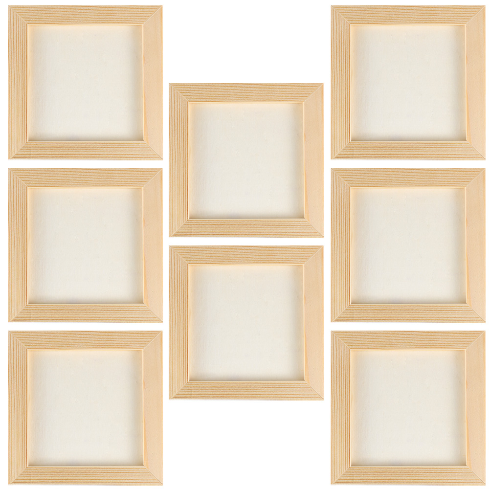 5pcs15cm / 8Pcs 12cm Hand Decor Clay Picture Frame Photo Wood Frames Blank DIY Wooden Slush Craft Child H260306