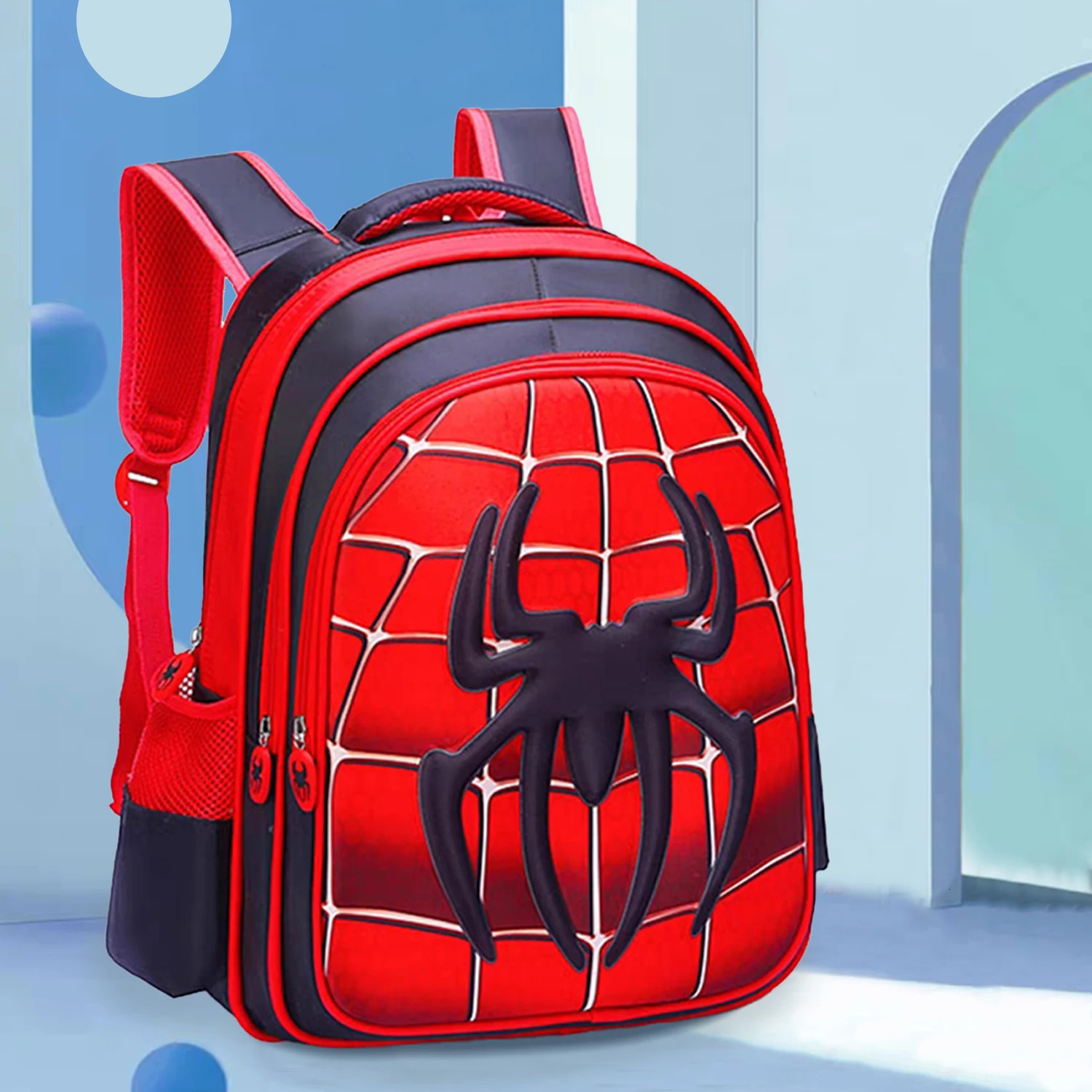 3D three-dimensional cartoon spider schoolbag set of childrens schoolbag cute boys cartoon shoulder bag 240531