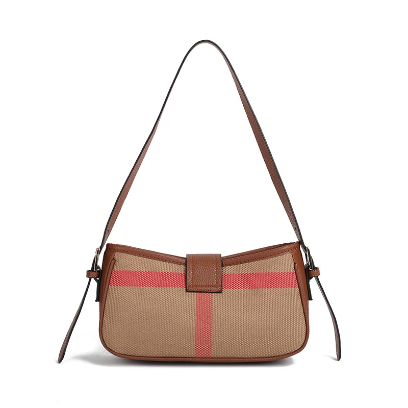 New Women Bag Fashionable and Minimalist Contrast Color Shoulder Bag Handbag European and American Retro Square Button Stick Bag Underarm Bag