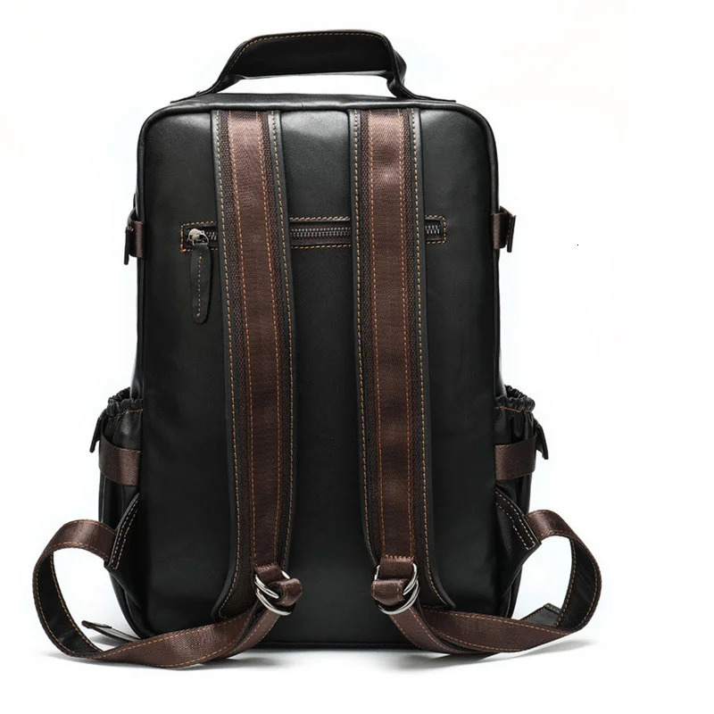Genuine Leather Men Laptop Backpack For Macbook HP DELL 14 15 inch Man Notebook Computer Bag Male Cow Leather Travel Backpacks 240528