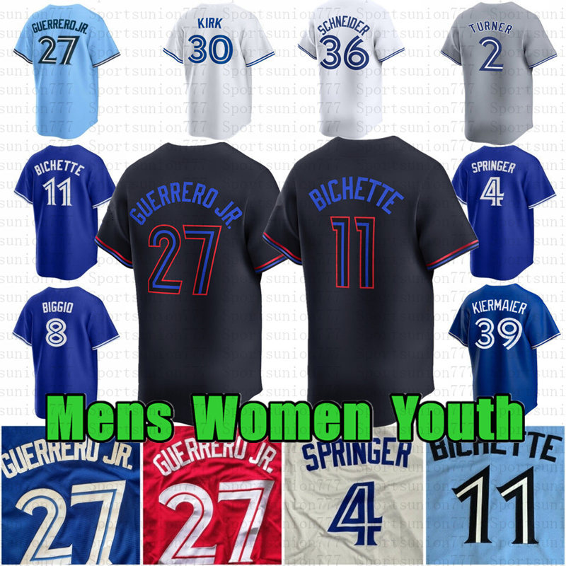 Custom 2024 City Connect 27 Vladimir Guerrero Jr. Baseball Jersey Bo Bichette Alejandro Kirk George Springer Toronto Kevin Gausman Kiermaier Blue Jays Joey Votto
