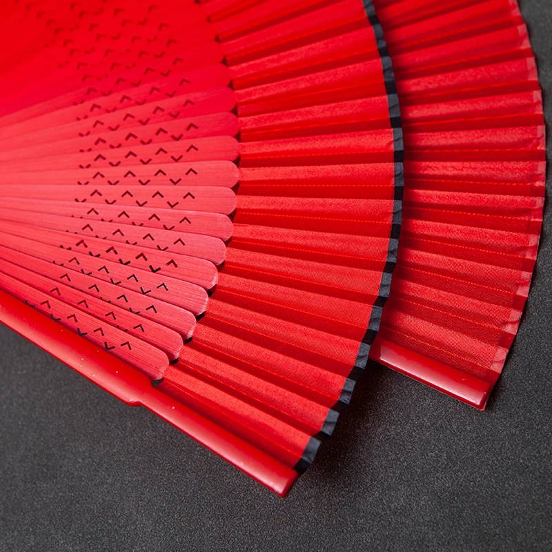 Red Solid Color Women's Dance Hand Folding Fan Personalized Wedding Fan Bamboo Fan Chinese Style Silk Fan Household Hand Fan