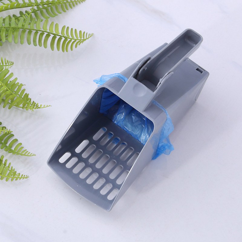 2 In 1 Cat Litter Cleaning Tool Plastic Pets Litter Sifter Scoop System With Extra Waste Bag Holder