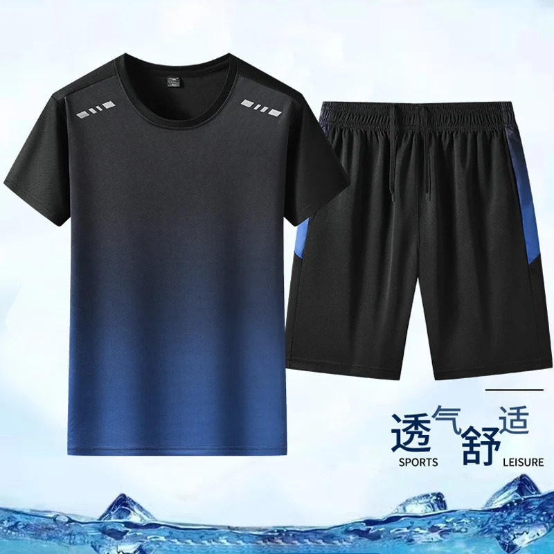 Summer Short Sleeve Tshirt Pants Fashion Handsome Suit Men Loose Everything with Five Points Shorts Twopiece Set 240531