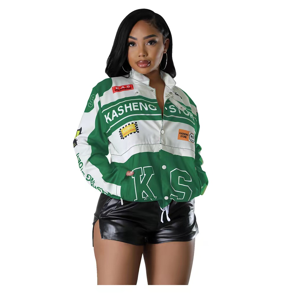 Fashion jacket new women jackets short cloth long sleeve letter printed designer jacket hip hop cool clothing high waist Windbreaker outdoor wear Moto