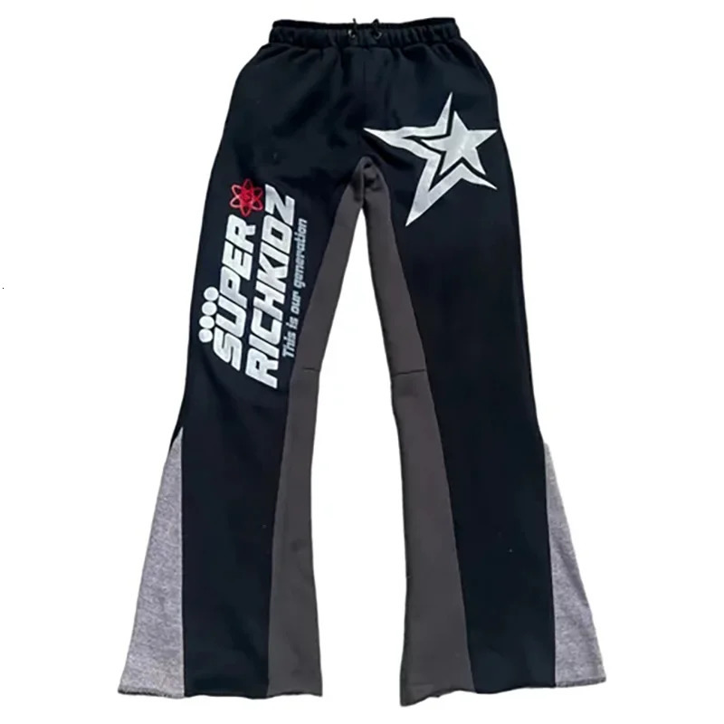 Y2k Pants Men Loose Graphic Trousers Casual Sweatpants Mid Waist Sporty Female Clothes Streetwear Hip Hop Vintage Flared Pants 240527