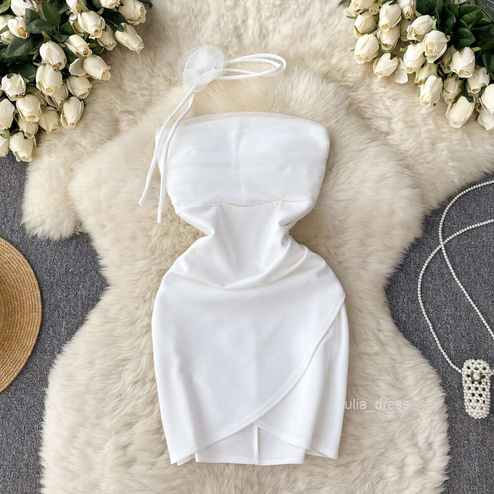 Asian Spicy Girls Style Bra Dress Womens Tight Mesh Design Sense Small and Unique Exquisite Beauty Pure Desire Hip Wrap Short Skirt