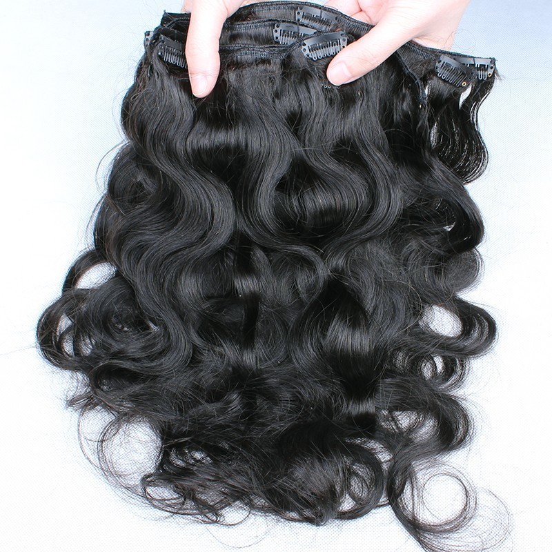Body Wave Clip In Human Hair Extensions Natural Black 7pieces/set 8pcs/set 120Grams