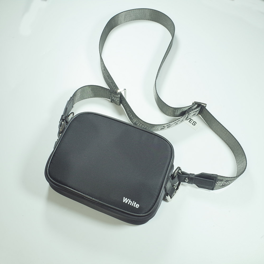 Logo Print Crossbody Bag Black Industrial Strap Shoulder Bag Women Men Side Sling Bag Hype Street Fashion Cross Body Messenger Bag
