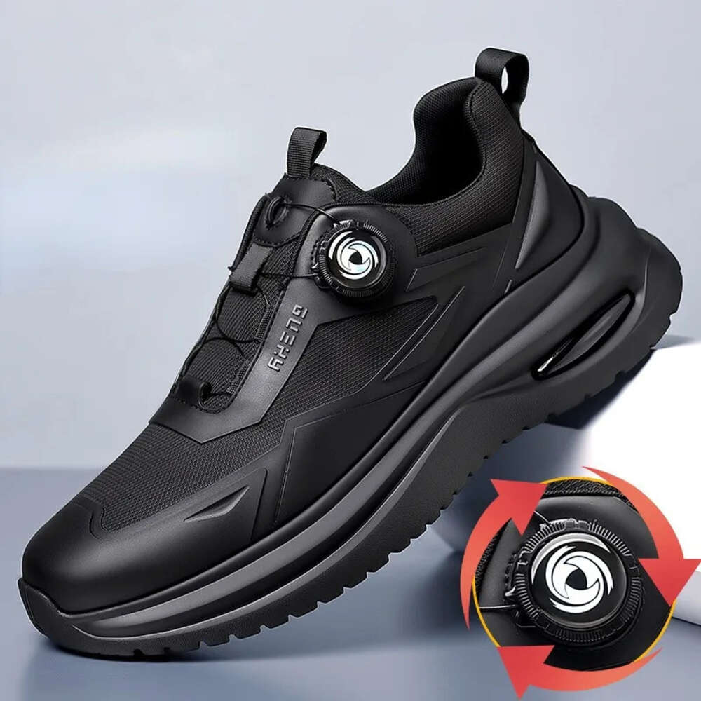 Ddmysports Fashion Thick Soled Black Rotating Button Men S Shoes Spring Autumn Soft Sole Casual Outdoor Travel Sneakers OUTDOOR