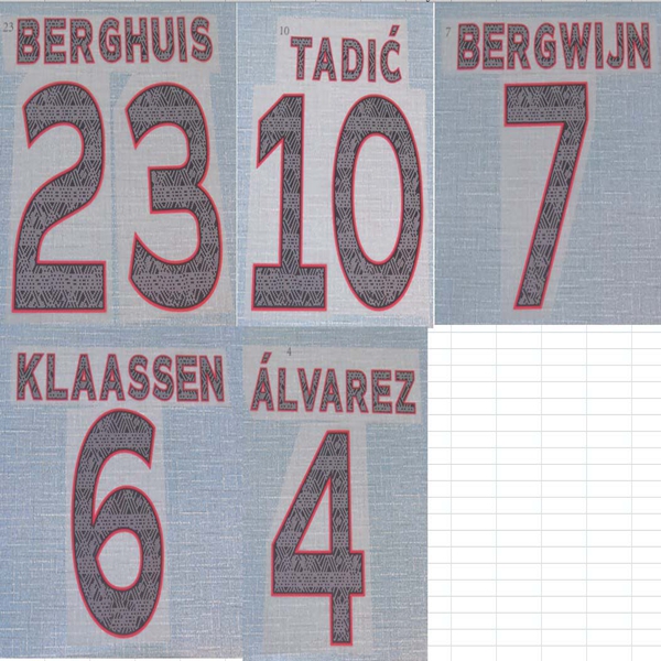 22-23 AWAY BERGHUIS TADIC BERGWIJN KLAASSEN ALVAREZ nameset patch