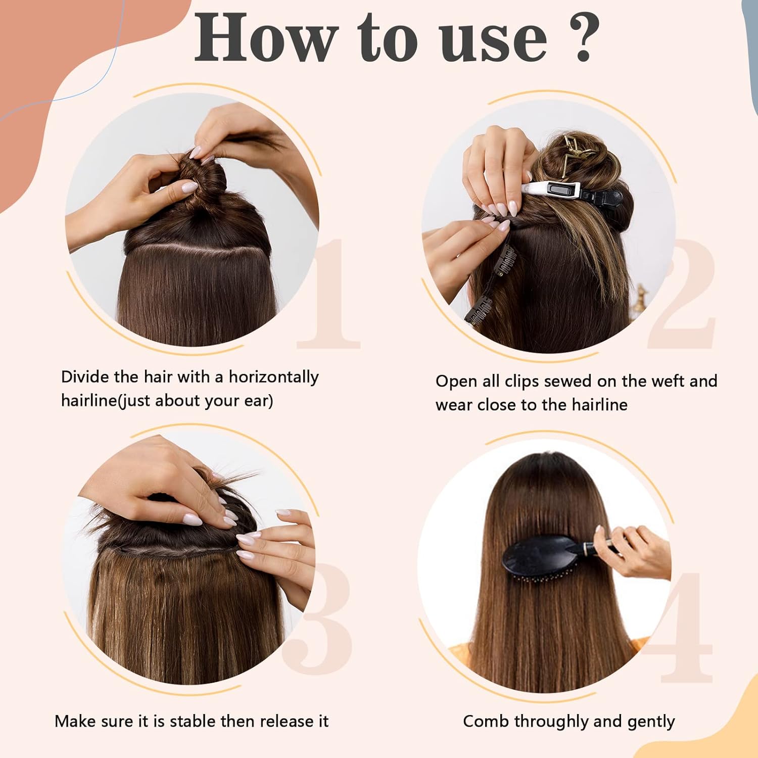 Straight One Piece Clip in Hair Extensions Brazilian Human Hair One Piece 5 Clips Double Weft Natural Black Color 100 grams