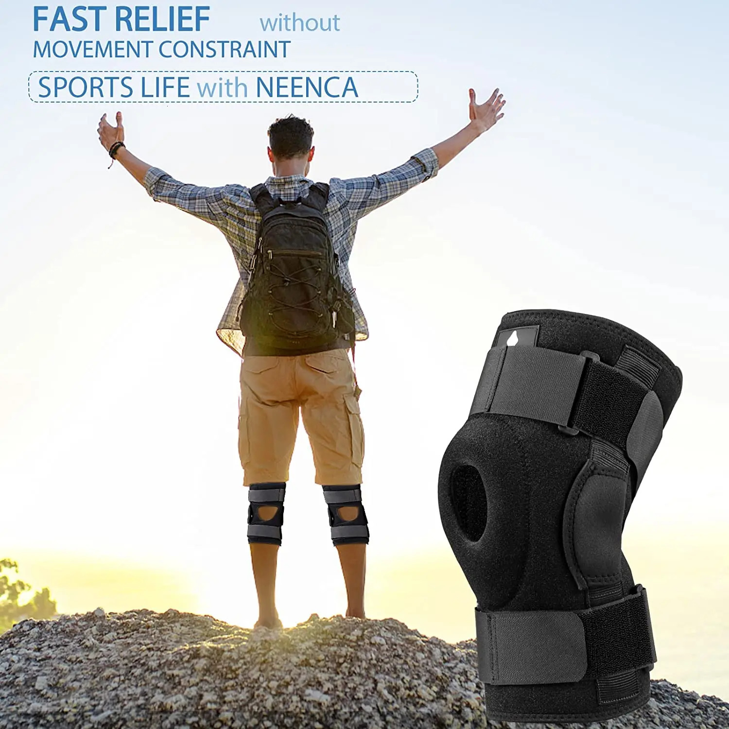 NEENCA Hinged Knee Brace with Side Stabilizers for Pain Meniscus TearACLPCLMCLJoint Relief Injury Recovery 240522