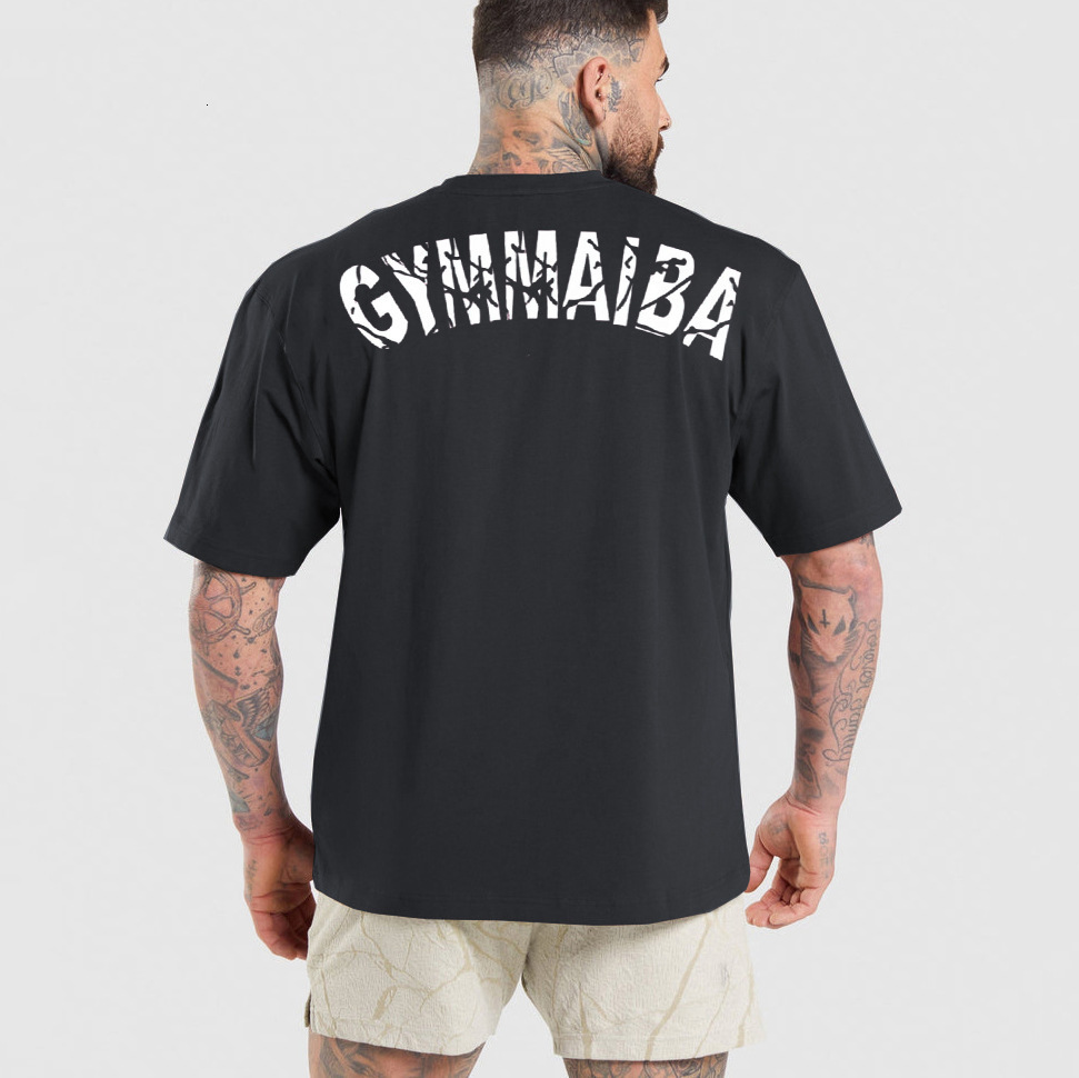Men American Muscle Shark Street Fitness Gymshark Sports Shortsleeved Mens Tshirt Chris Training Strength Loose Tops 240409