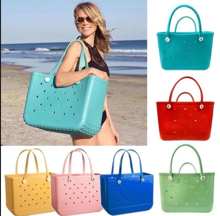 Storage Bags Waterproof Bag Solid Punched Organizer Basket Summer Water Park Handbags Large Women's Stock Gifts FY5224