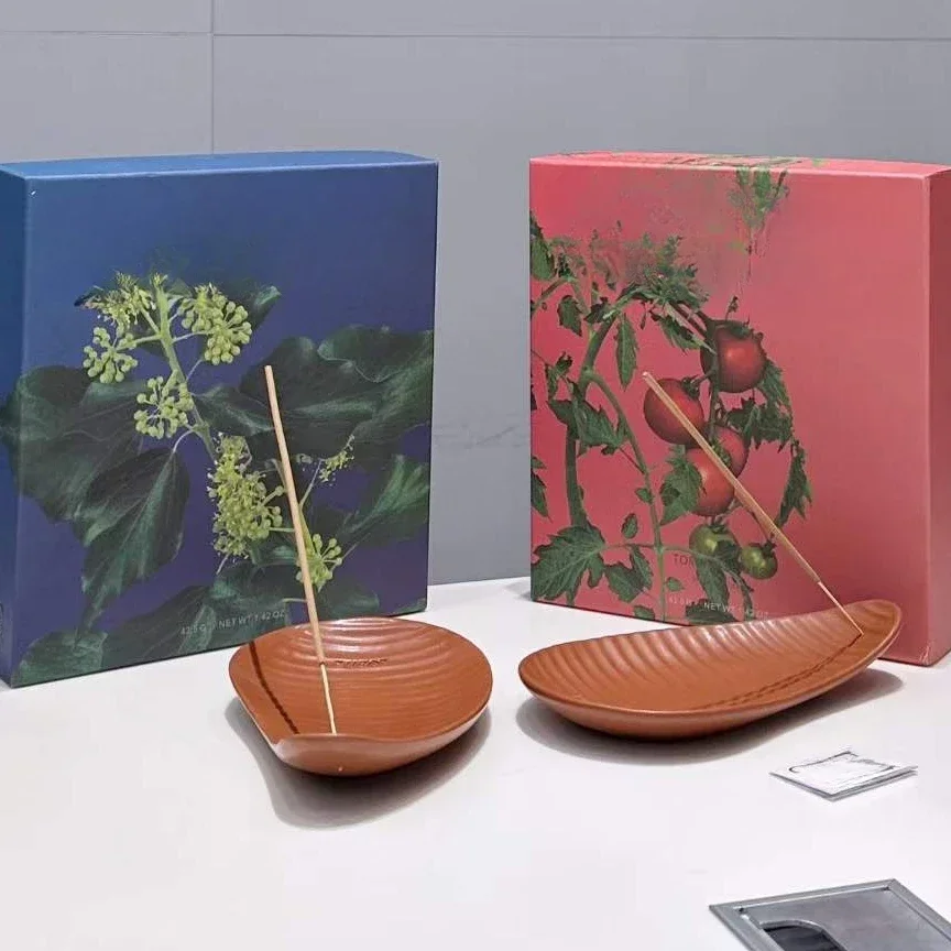 Tomato Leaf Ivy Line Fragrance Ceramic Tray Aromatherapy Set Gift Box Candle Aromatherapy Christmas Gift