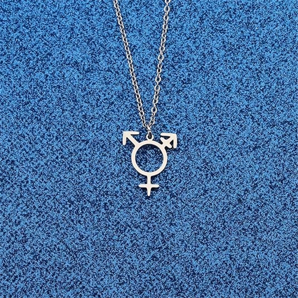 10PCS Transgender Symbol Pendant Necklace Male and Female Trans Gender Sign Stainless Steel Lgbt Queer Bisexual Lesbian Pride Gay Charm Chain Choker