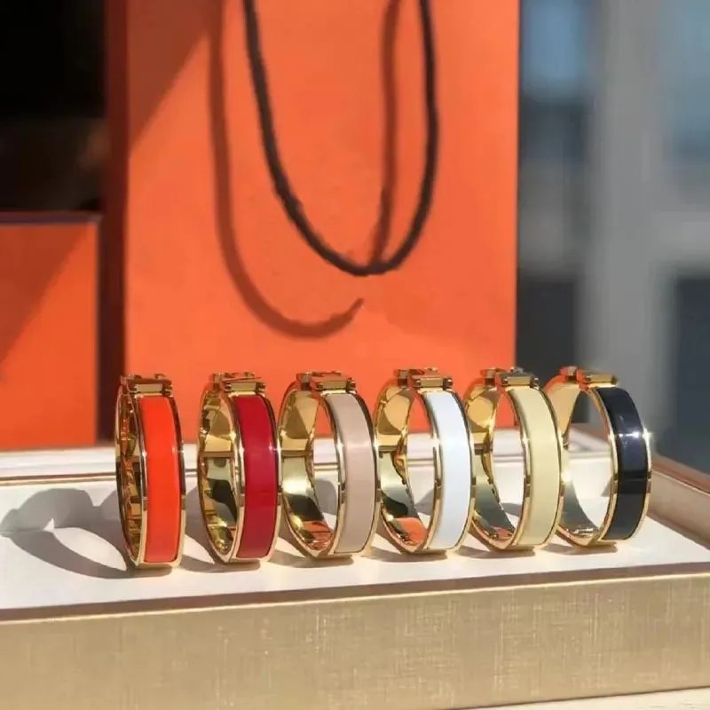 Classic 12mm Wide Gold Bracelet Jewlery for Women Cuff Bangle 316L Titanium Steel Designer Jewelry Woman letter Brand love Gift