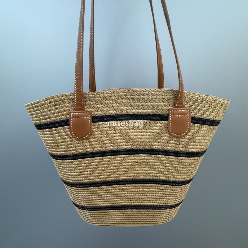 Fashion Women's Handbag Retro Shoulder Bag Designer Women's Grass Woven Bag Single Shoulder Woven Bag Large Capacity Women's Beach Bag