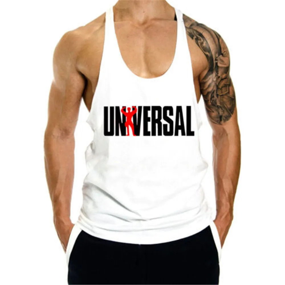 Bodybuilding Man Tank Top Casual Letter Print Gym Men Vest Crop Debardeur Homme Fitness Cloth Undershirt Singlet Sweat for Male 240527