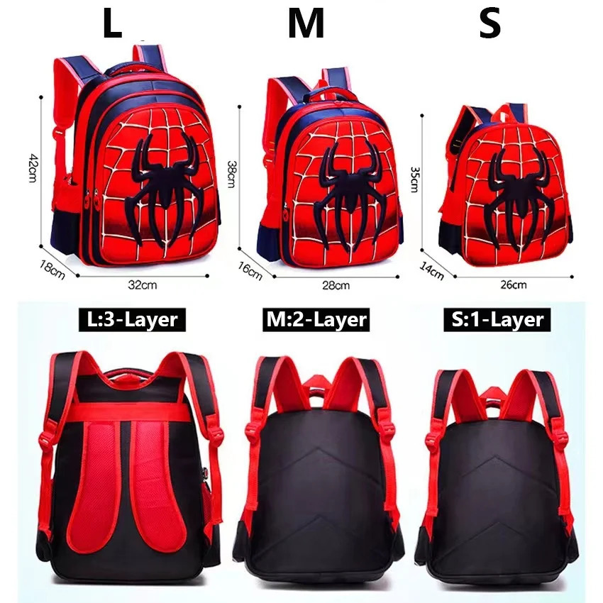 3D three-dimensional cartoon spider schoolbag set of childrens schoolbag cute boys cartoon shoulder bag 240531