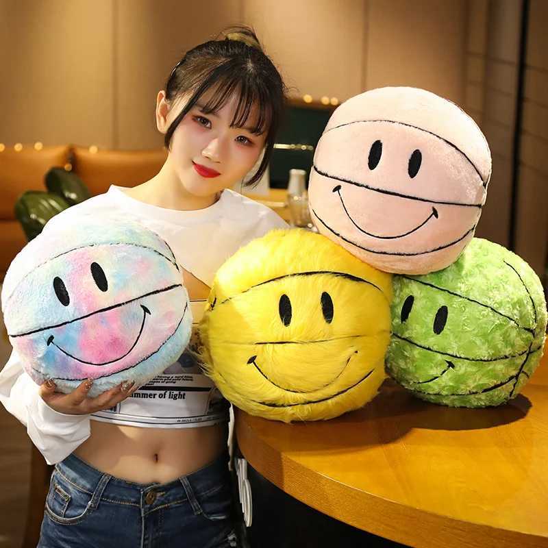 Stuffed Plush Animals 32cm Creative Smile Ball Plush Toy Cute Basketball Pillow Car Home Basketball Doll Ball Ventilation Opening Throwing Doll Pillow