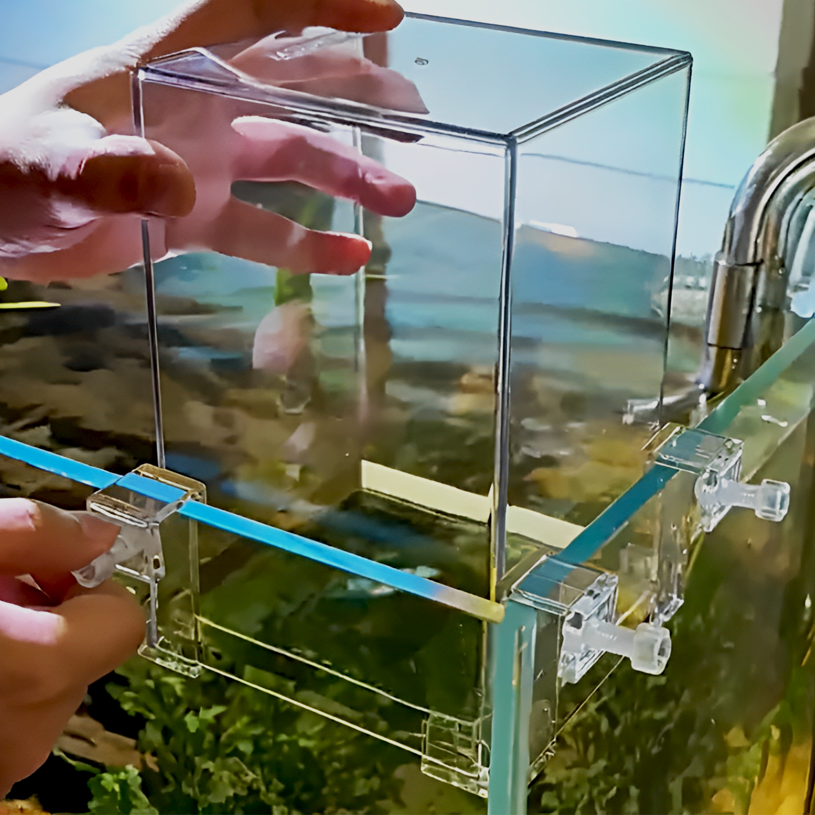 Transparent Fish Elevator With Brackets Expanded Swim Area Aquarium Accessories For Improving Oxygen Circulation