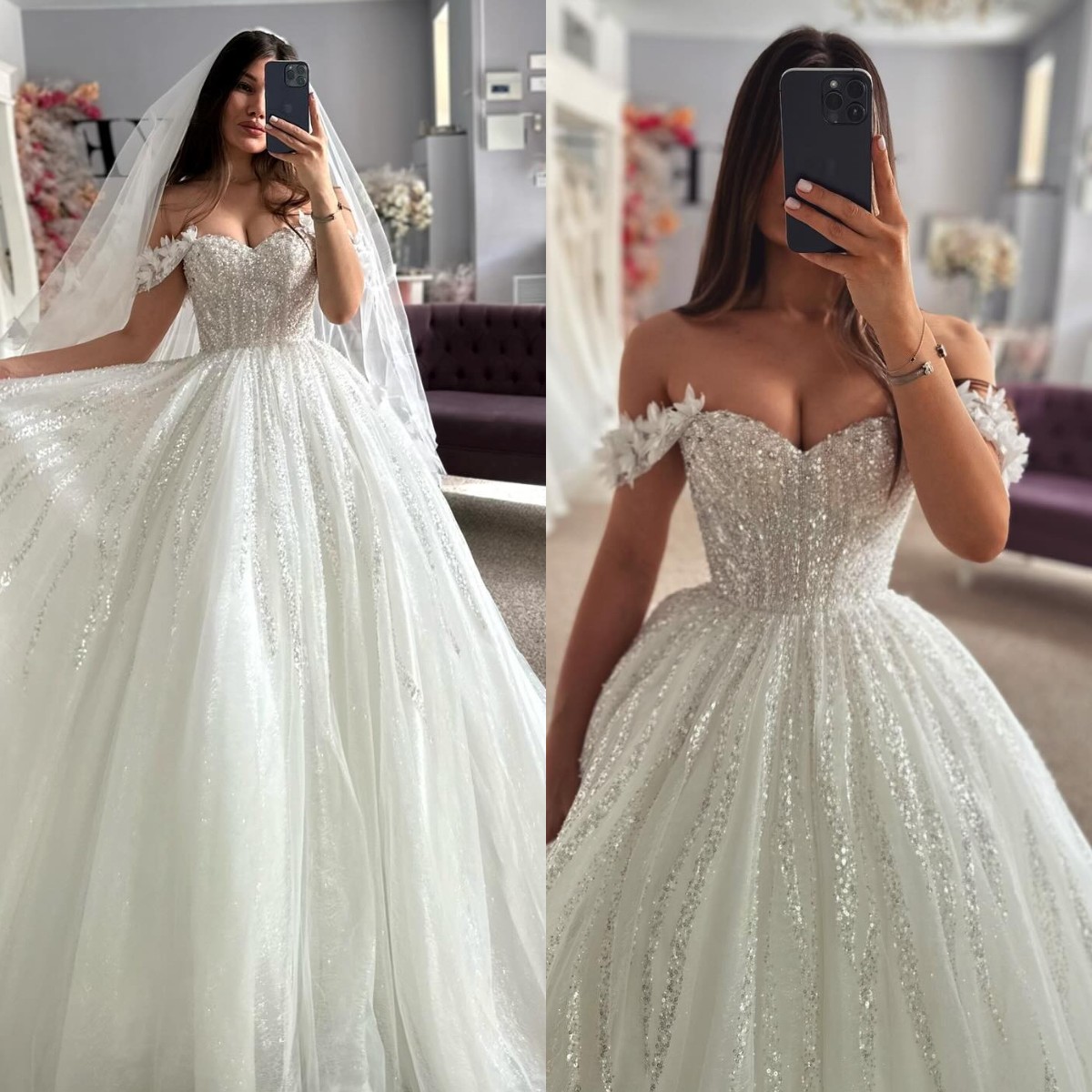 Boho A Line Dress Appliqued Off Shoulder Country Wedding Dresses Sequins Tulle Vestidos Novia Bodice Bridal Gowns Robe De Mariage 0616