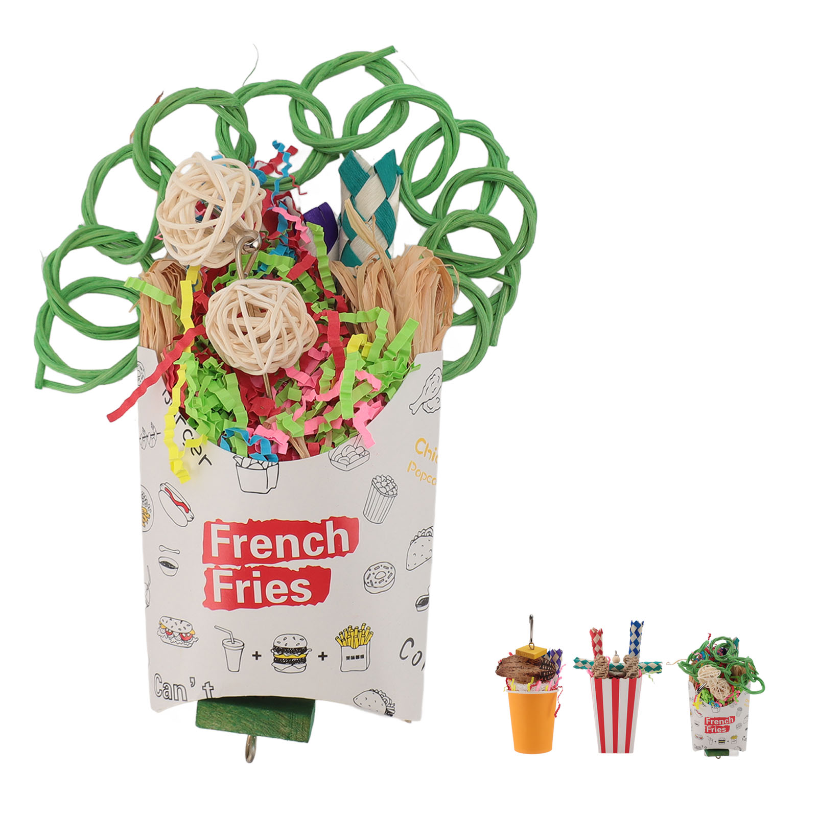 Bird Chewing Shredding Foraging Toys Colorful Encourage Instinct Bird Shredded Paper Toys for Small Medium Parrot Birds