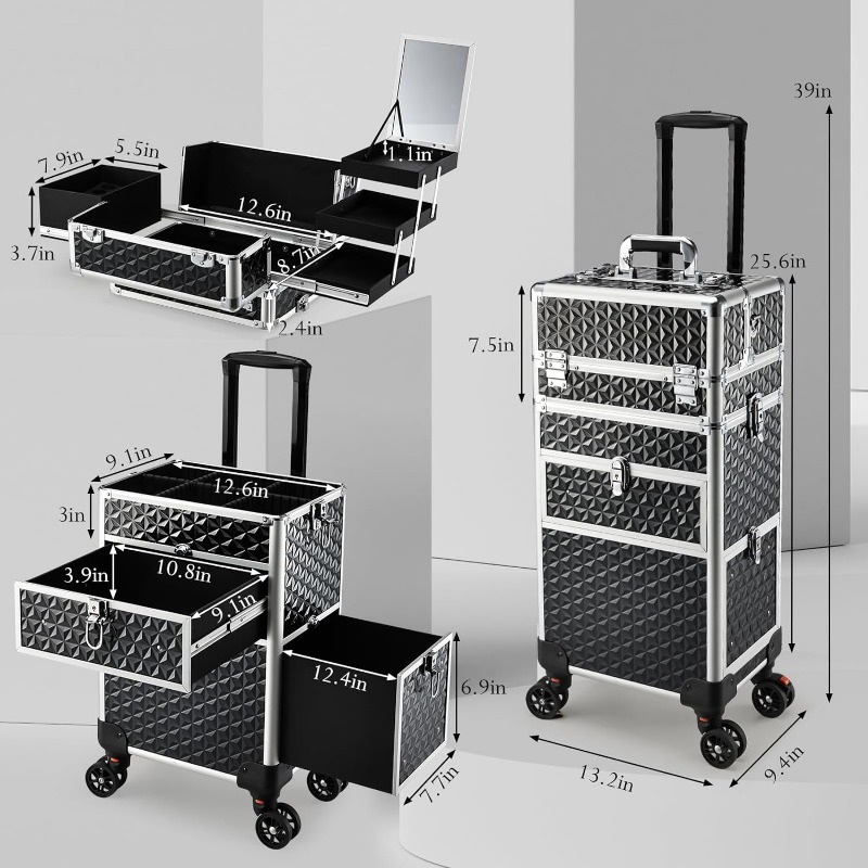 Joli Rolg Makeup Case 4 in 1 with Wheels & Drawers Large Professional Cosmetology LockableTravel Cosmetic Storage d9b6 4