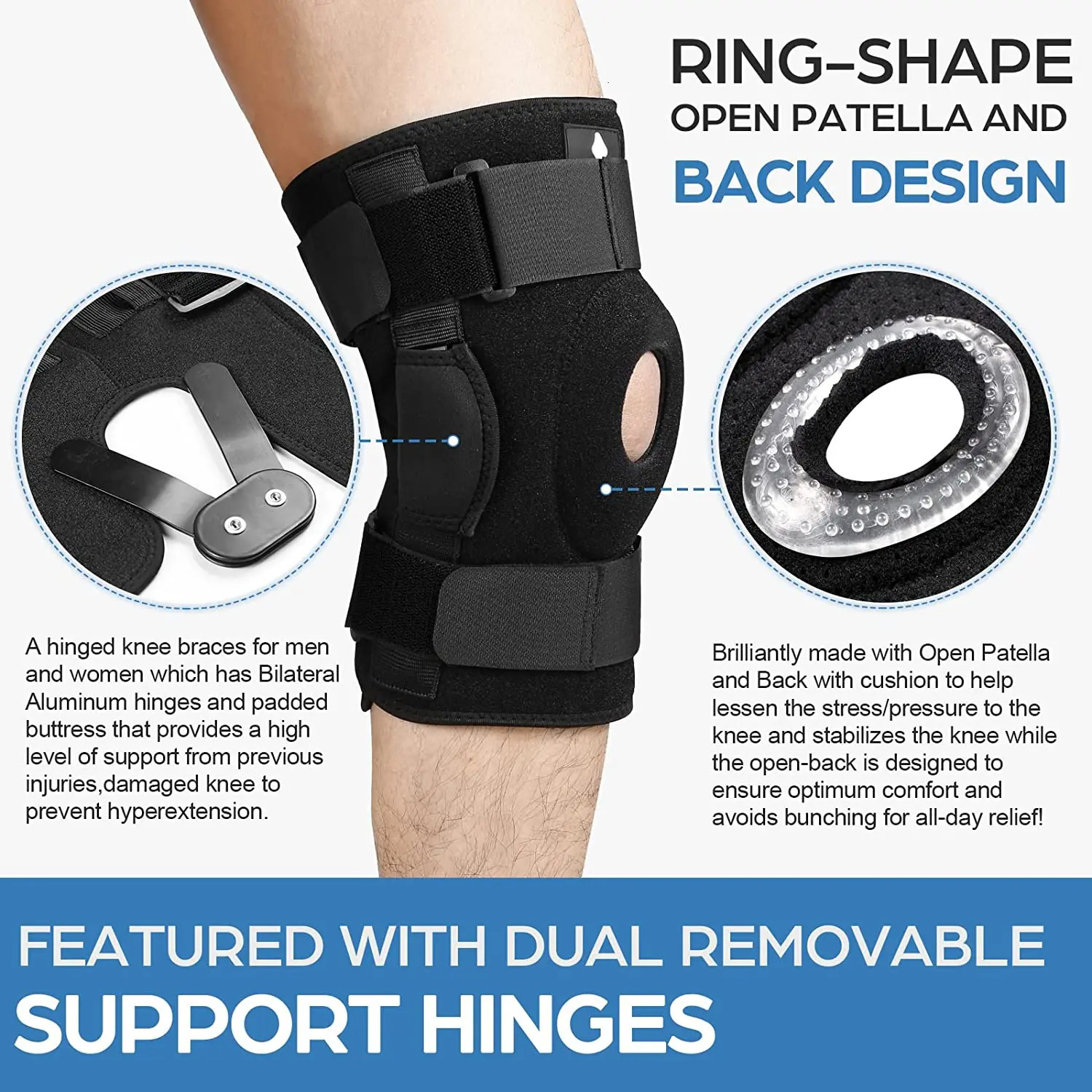 NEENCA Hinged Knee Brace with Side Stabilizers for Pain Meniscus TearACLPCLMCLJoint Relief Injury Recovery 240522