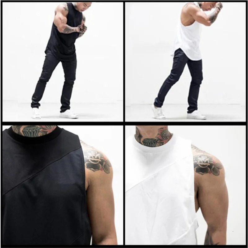 Bodybuilding Sport Tank Tops Men Gym Clothing Fitness Workout Sleeveless Shirt Male Patchwork Stringer Singlet Summer Undershirt 240529