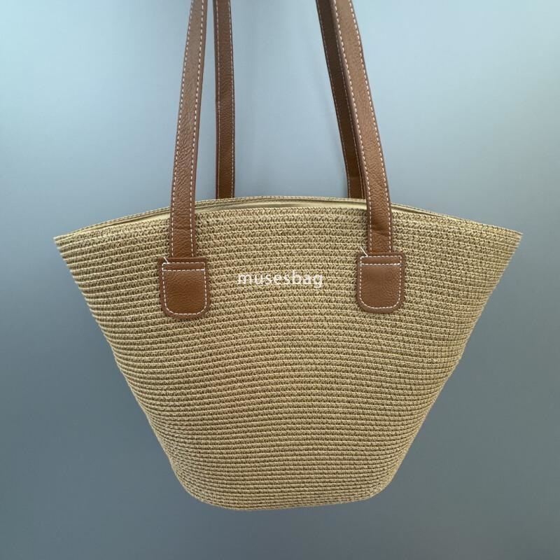 Fashion Women's Handbag Retro Shoulder Bag Designer Women's Grass Woven Bag Single Shoulder Woven Bag Large Capacity Women's Beach Bag