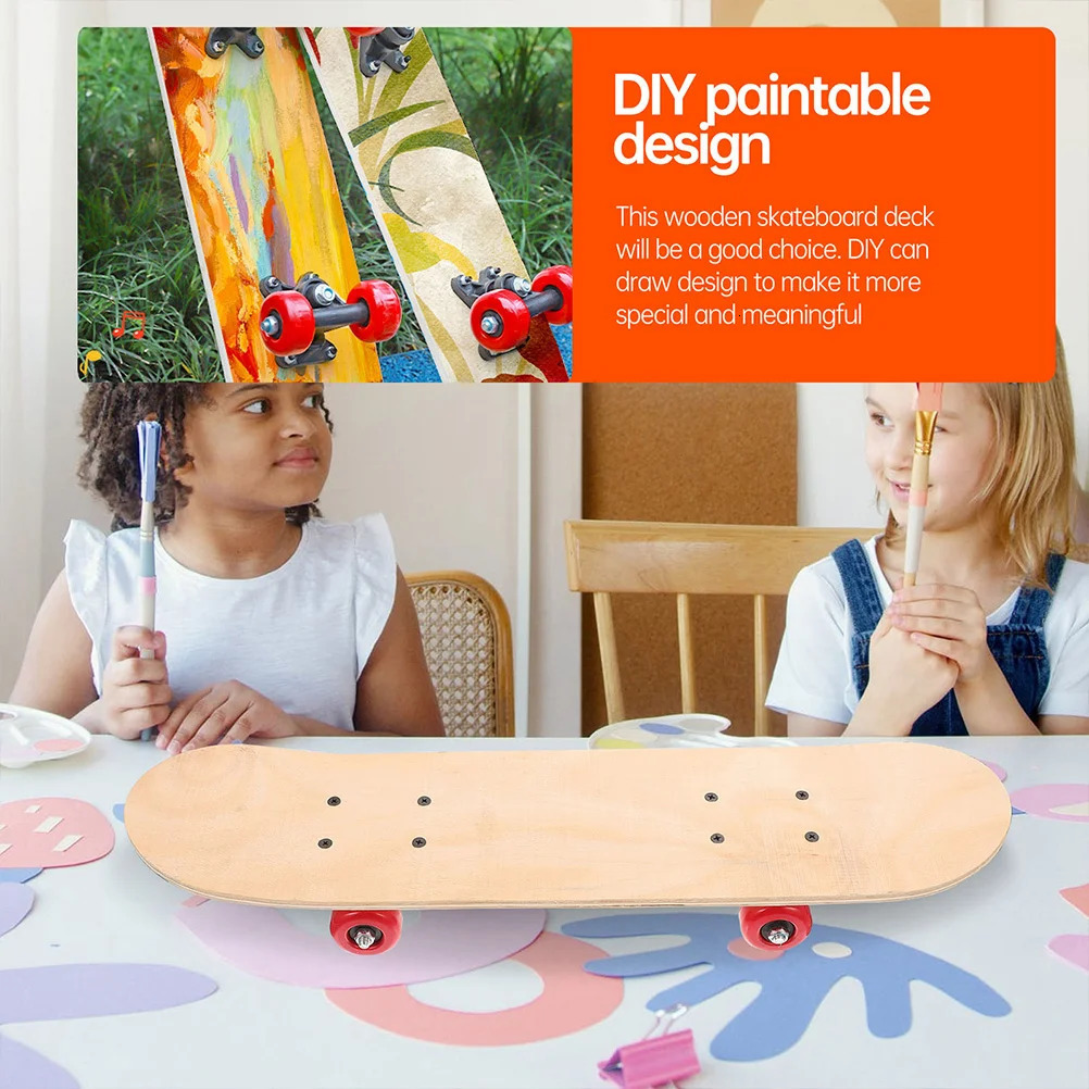 DIY Blank Skateboard Wooden Decks Longboard Wheel Truck Game Toys Outside Kids For Beginner Random 240528