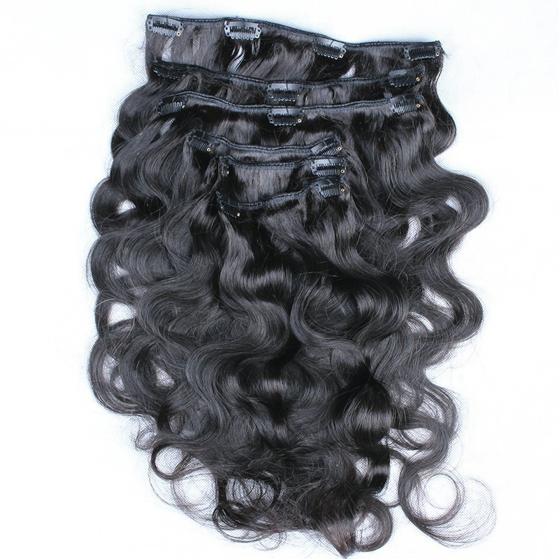 Body Wave Clip In Human Hair Extensions Natural Black 7pieces/set 8pcs/set 120Grams