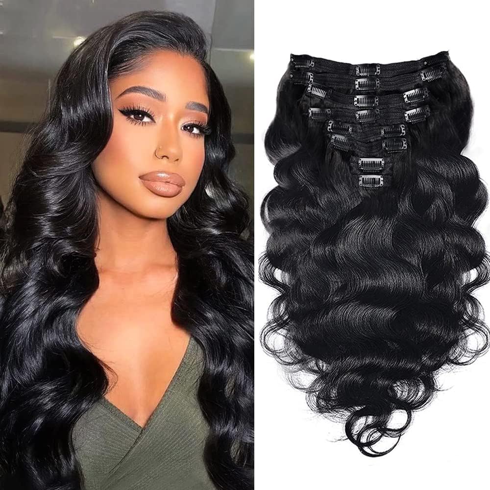 Body Wave Clip In Human Hair Extensions Natural Black 7pieces/set 8pcs/set 120Grams