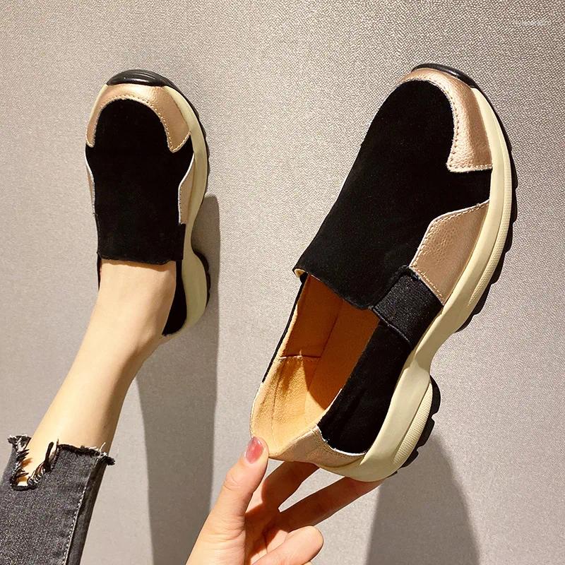 Casual Shoes Spring Autumn Woman Genuine Leather Women's Loafers Slip On Ladies Shoe Square Toe Moccasins Flats Female Sneakers