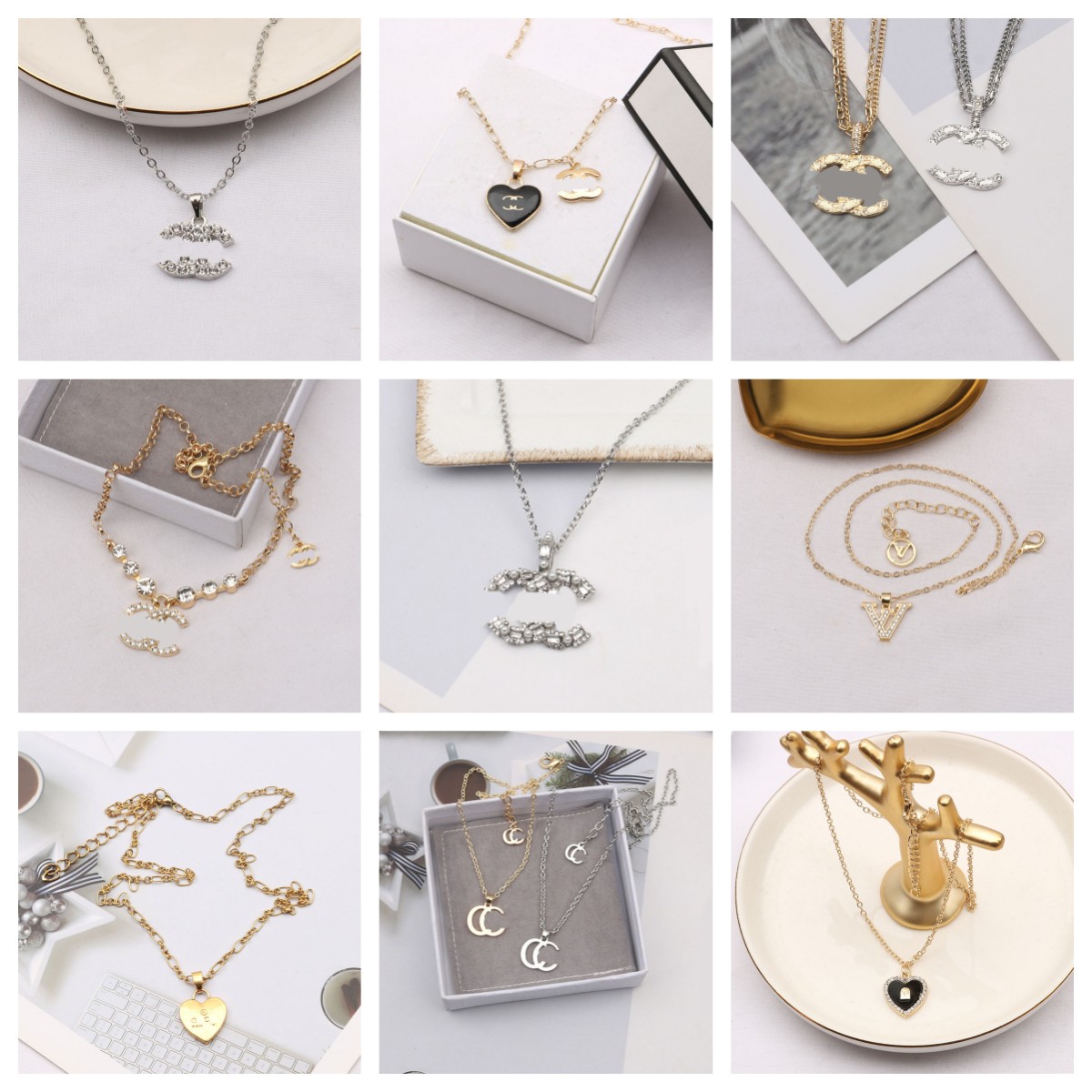 Fashion Designer Simple Brand Double Letter Necklaces Chain Gold Plated Pendant Sweater Newklace for Women Wedding Jewerlry Accessories