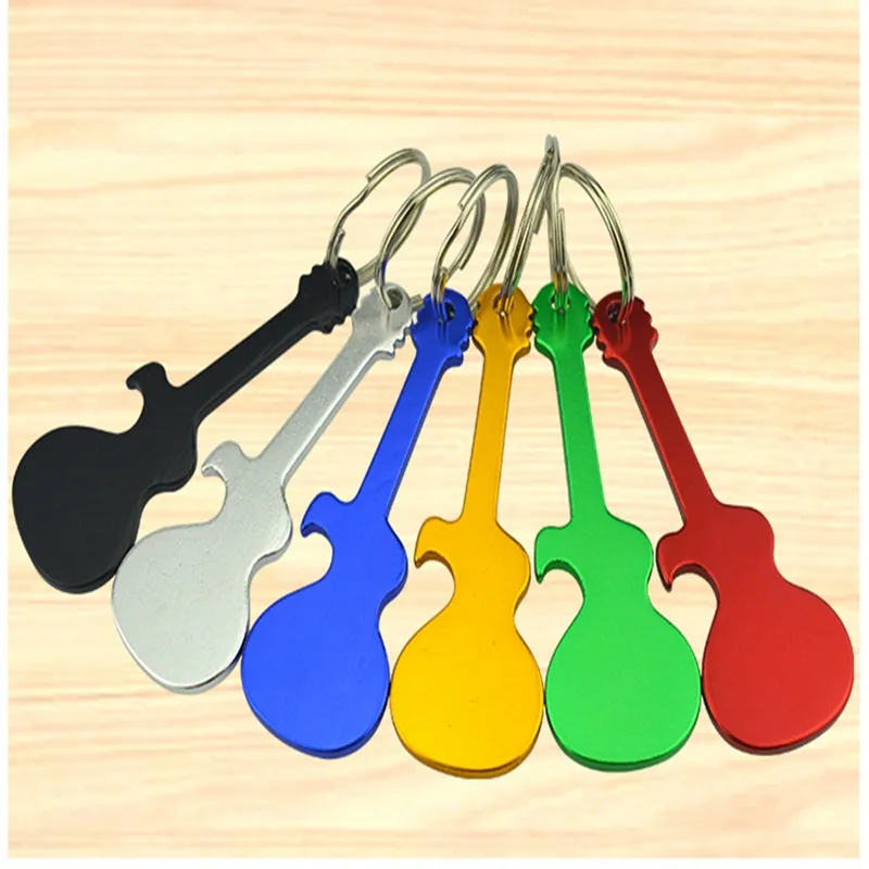 Guitar Shaped Openers Keychain Metal Key Ring Bottle Opener Can Custom 0605
