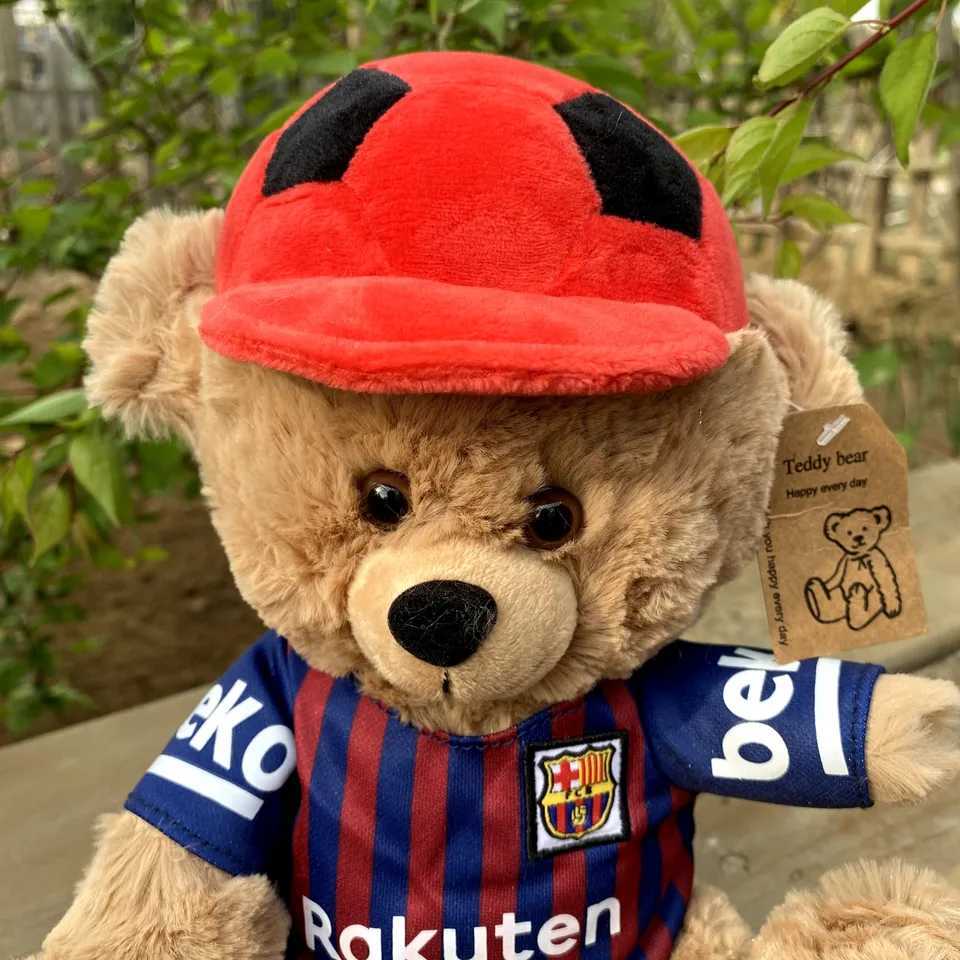 Stuffed Plush Animals 25-35cm Red Football Hat Teddy Bear Filled Plush Toy Doll Children Baby Toy Boys and Girls Brithday Gift T240531