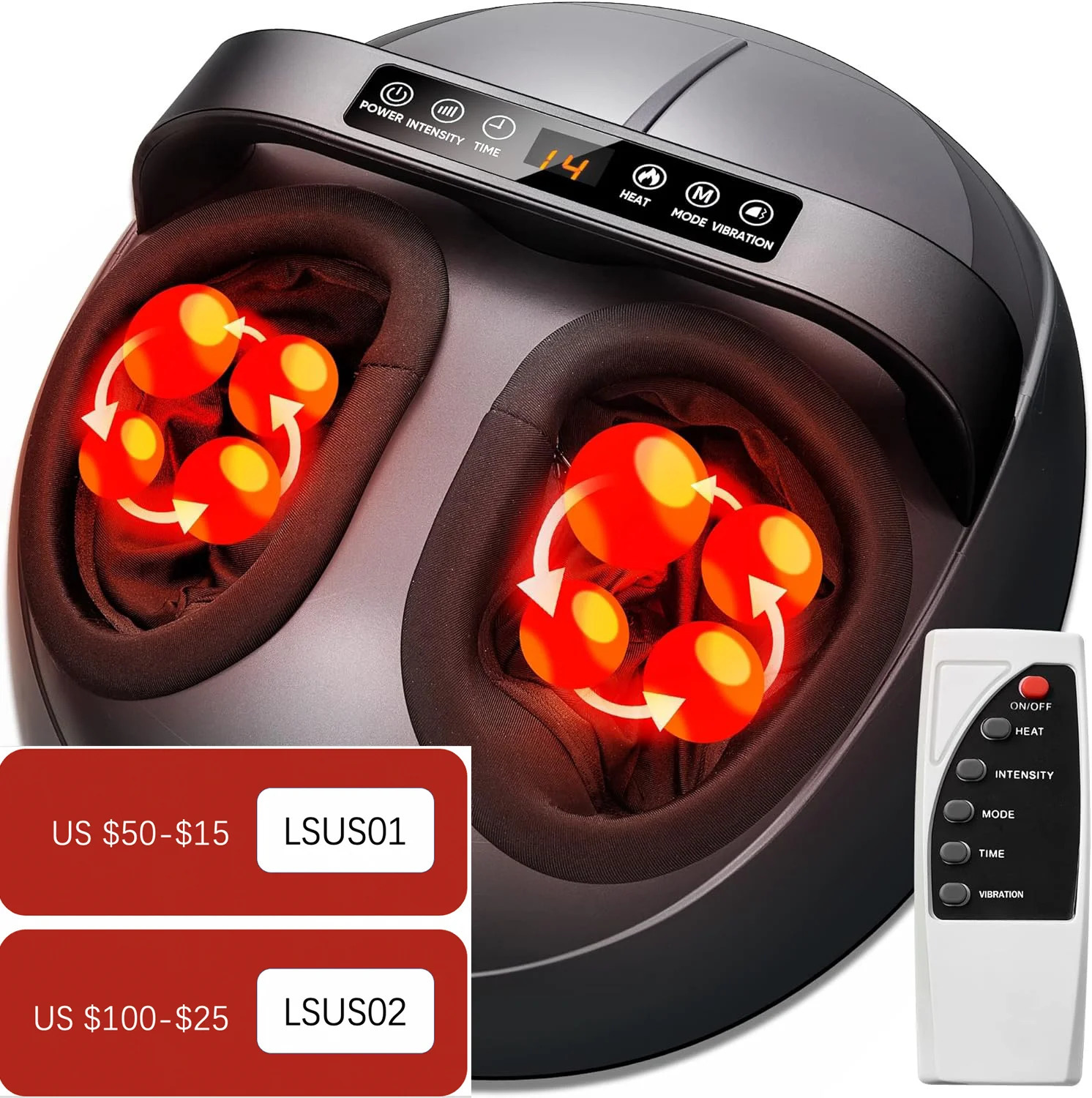 Foot Massager Heating Therapy Compression Shiatsu Knead Roller Muscle Relaxation Pain Relief Electric Massage Machine 240516