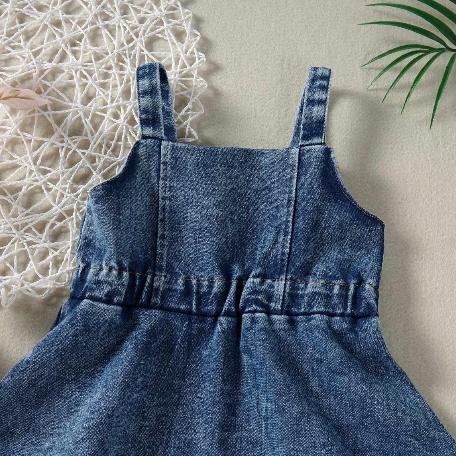 Infant Girls Four Seasons Halter Casual Retro Elegant Denim Dress Simple Lady Wind For 0-2 Years Old Baby 240531