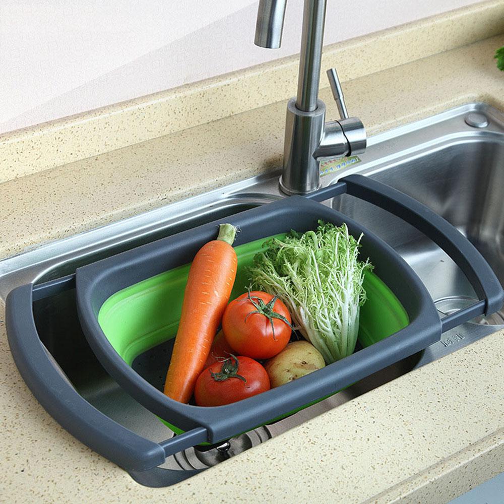 Telescopic Foldable Silicone Strainers Collapsible Colander Set Fruit Vegetable Basket for Home Fruit Cleaning Kitchen Tools ZXH