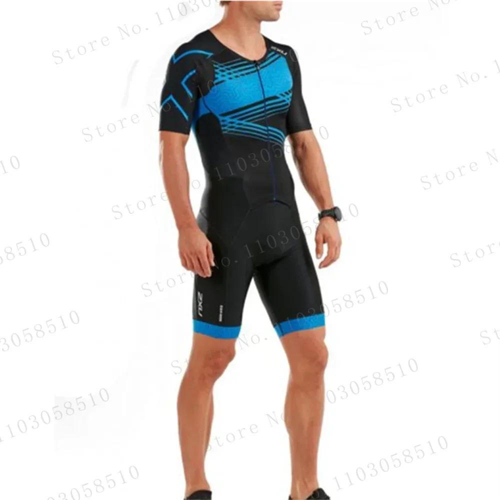 zxuful Men Cycling Skinsuit Triathlon Suit Speedsuit Trisuit Short Sleeve Speedsuit Maillot Ciclismo Running Road Clothing 240527